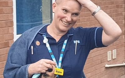 Elaine braves the shave in aid of Sue Ryder