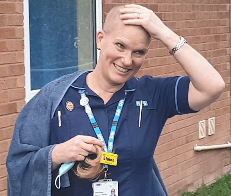 Elaine braves the shave in aid of Sue Ryder